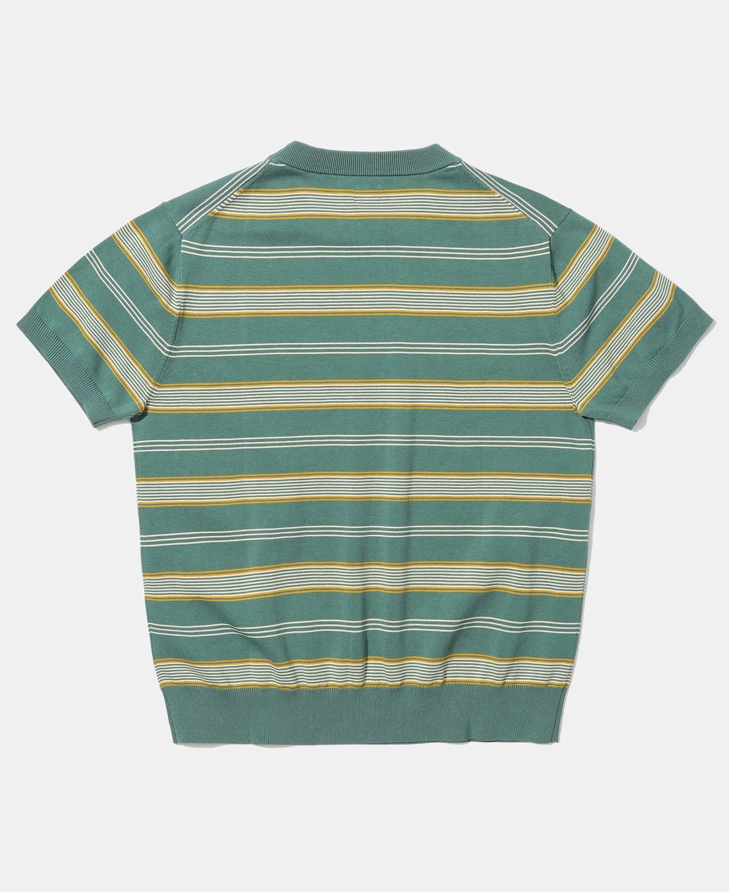 1950s Ribbed Striped Knit T-Shirt - Green