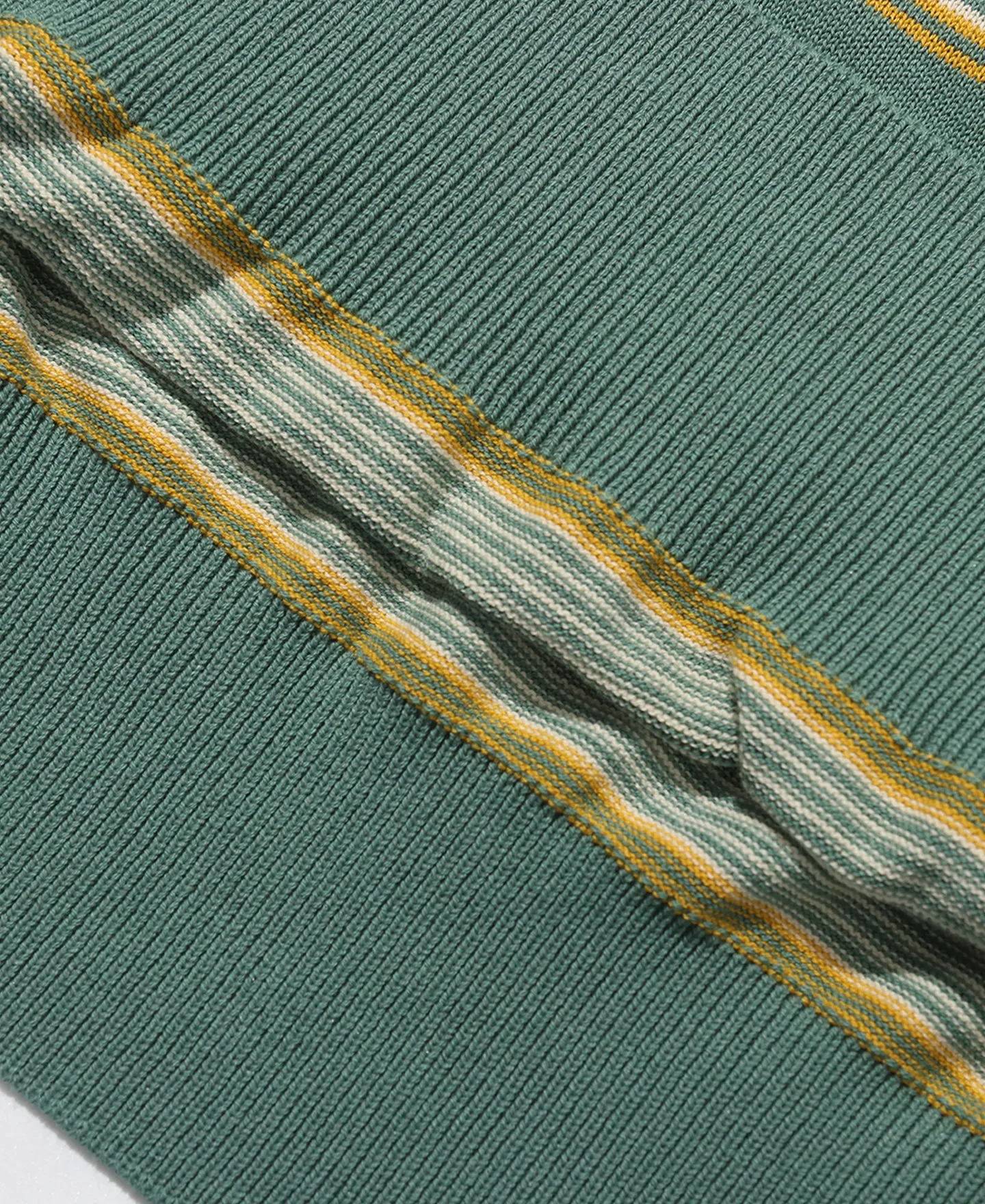 1950s Ribbed Striped Knit T-Shirt - Green