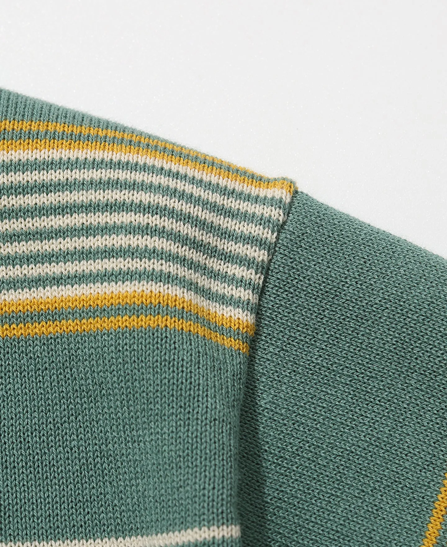 1950s Ribbed Striped Knit T-Shirt - Green