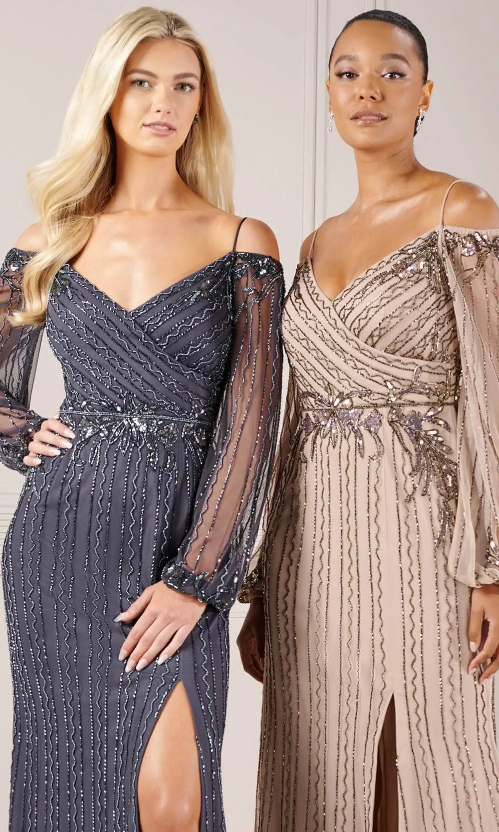 Adrianna Papell Platinum 40437 - Beaded V-neck Dress