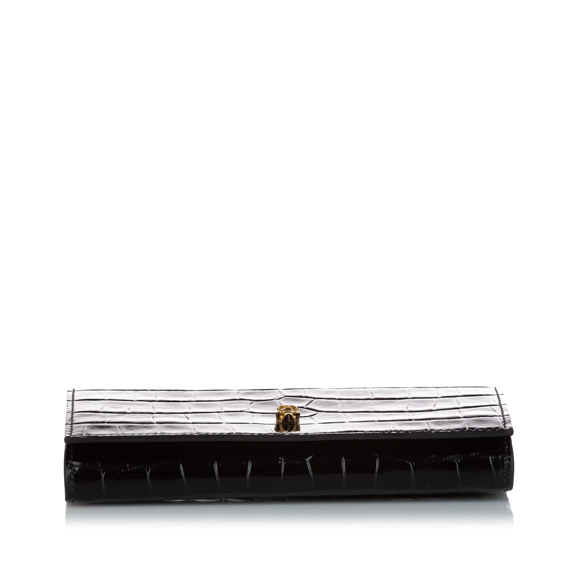 Alexander McQueen Croc Embossed Leather Clutch Bag (SHG-27662)