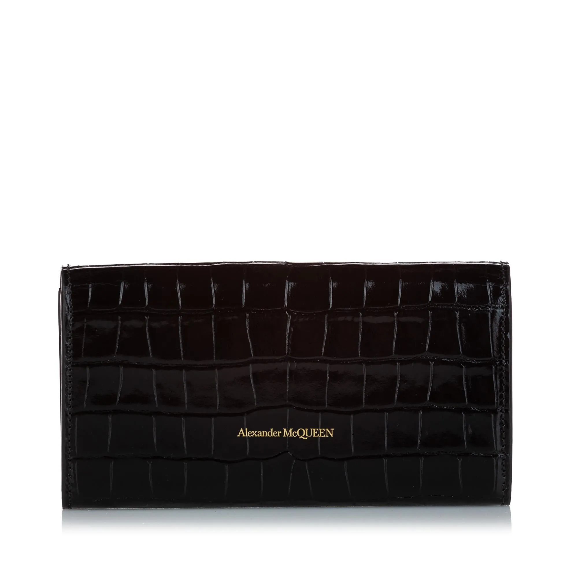 Alexander McQueen Croc Embossed Leather Clutch Bag (SHG-27662)