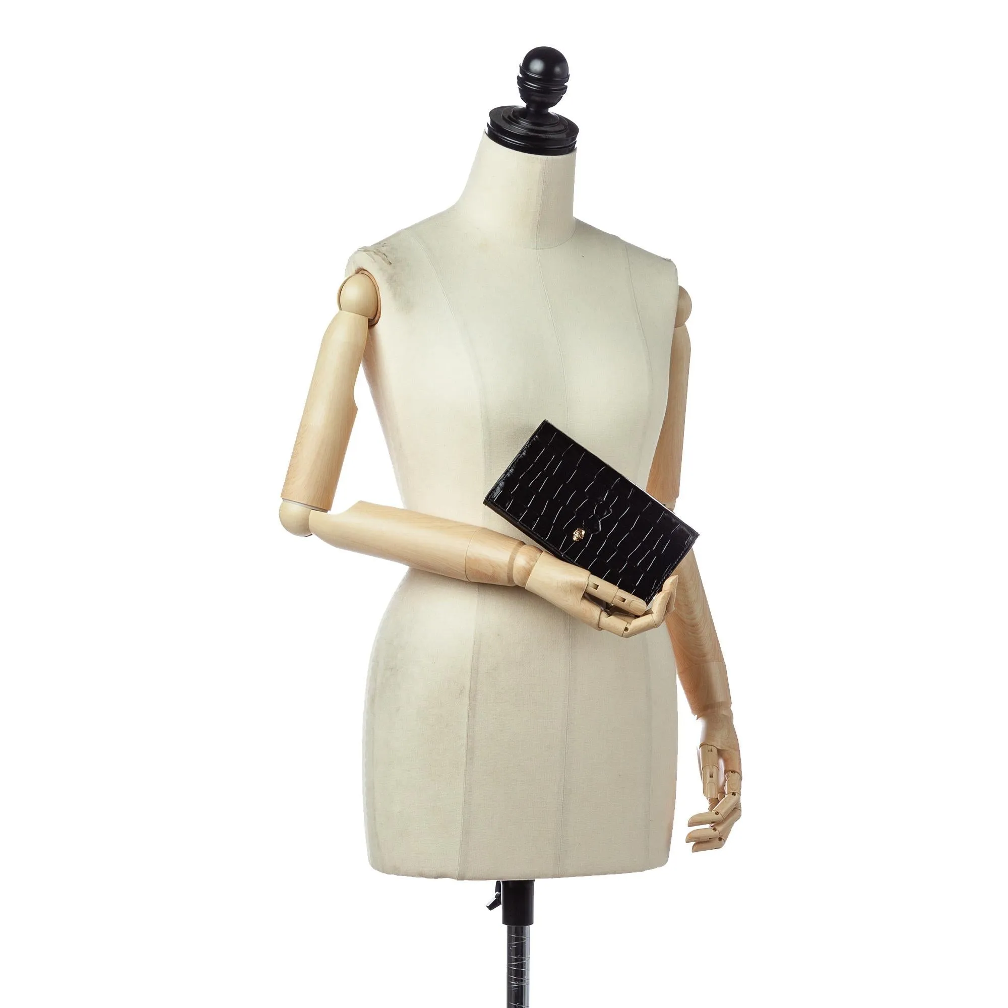 Alexander McQueen Croc Embossed Leather Clutch Bag (SHG-27662)