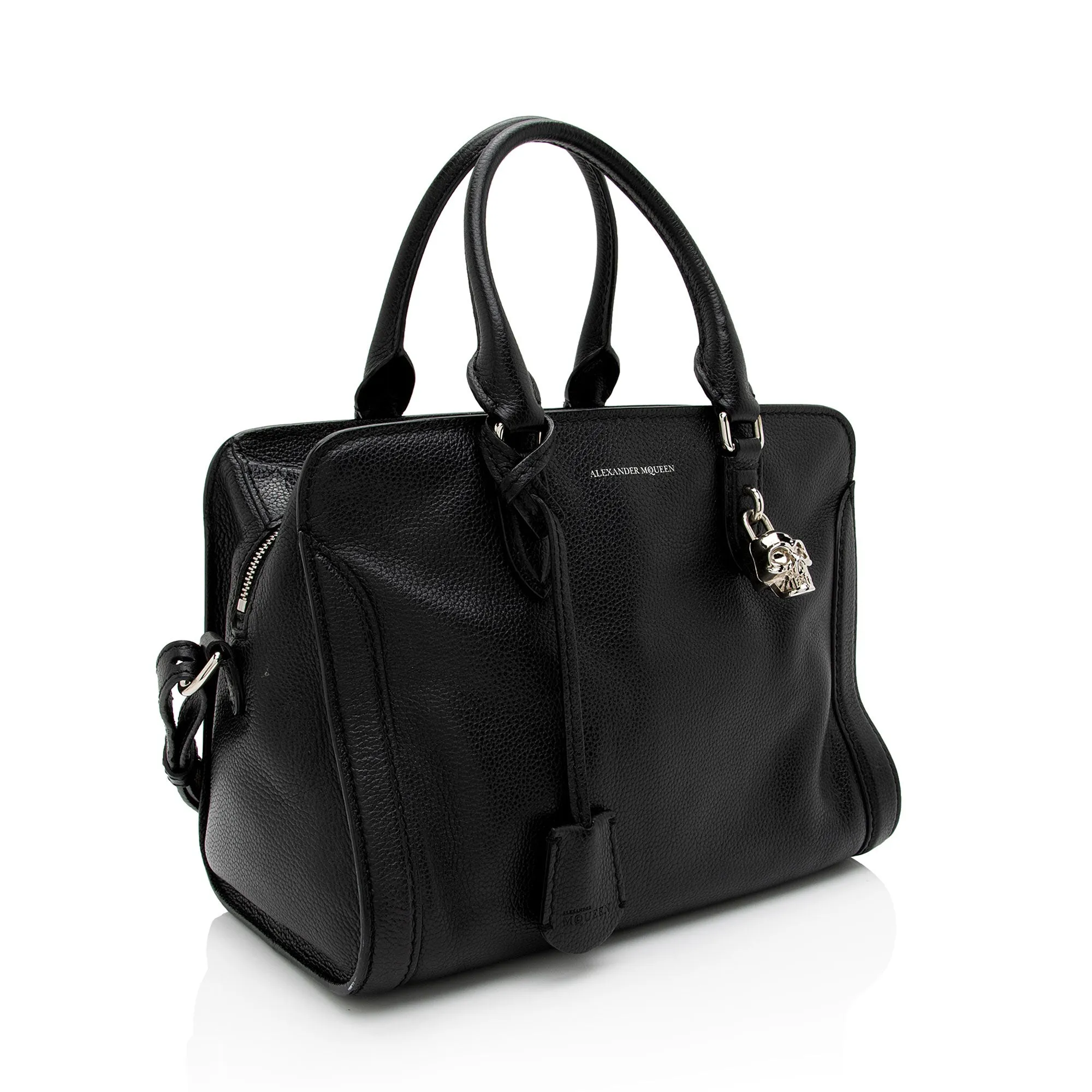 Alexander McQueen Leather Skull Padlock Small Tote (SHF-MYUSpL)