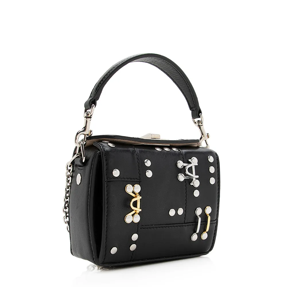 Alexander McQueen Leather Studded Box Crossbody Bag (SHF-20745)
