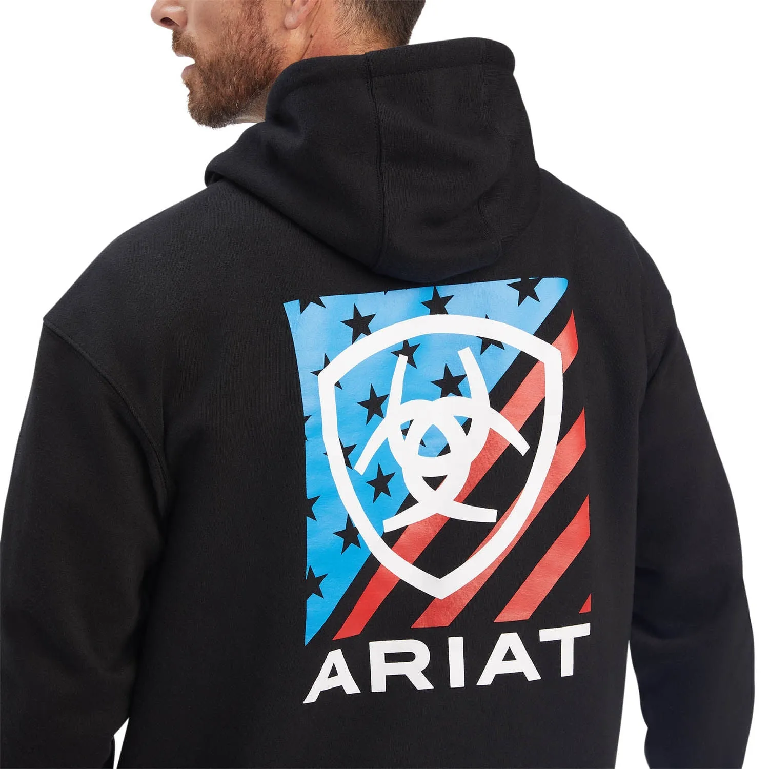 Ariat Men's Americana Block Sweatshirt Hoodie, Blk