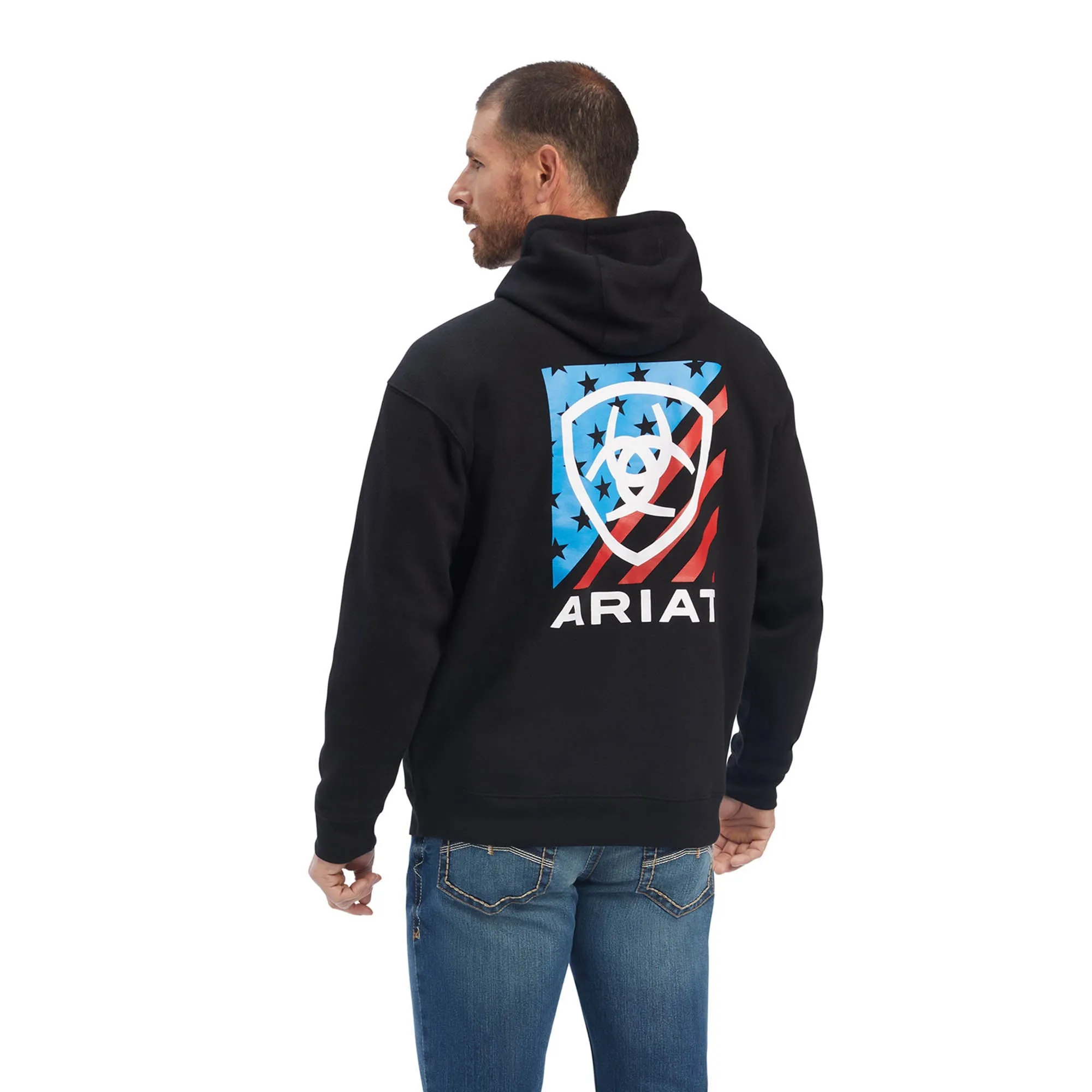 Ariat Men's Americana Block Sweatshirt Hoodie, Blk