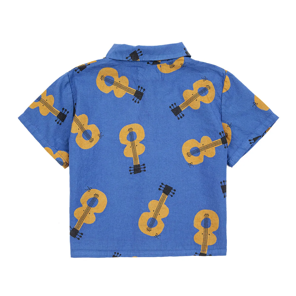 Baby Acoustic Guitar All Over Woven Shirt in Navy Blue by Bobo Choses
