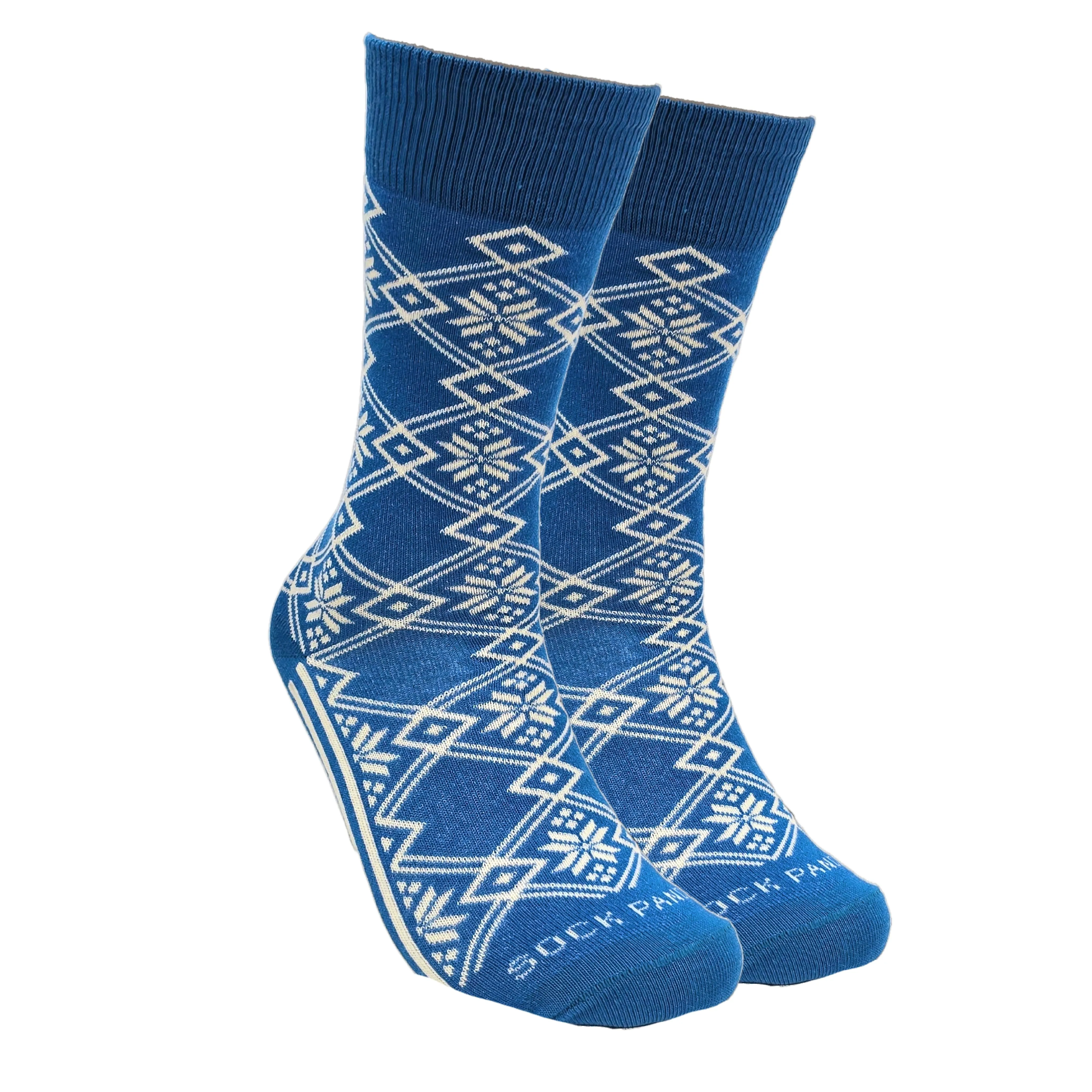 Blue Snowflake Socks the Sock Panda (Adult Small - Shoe Sizes 2-5)