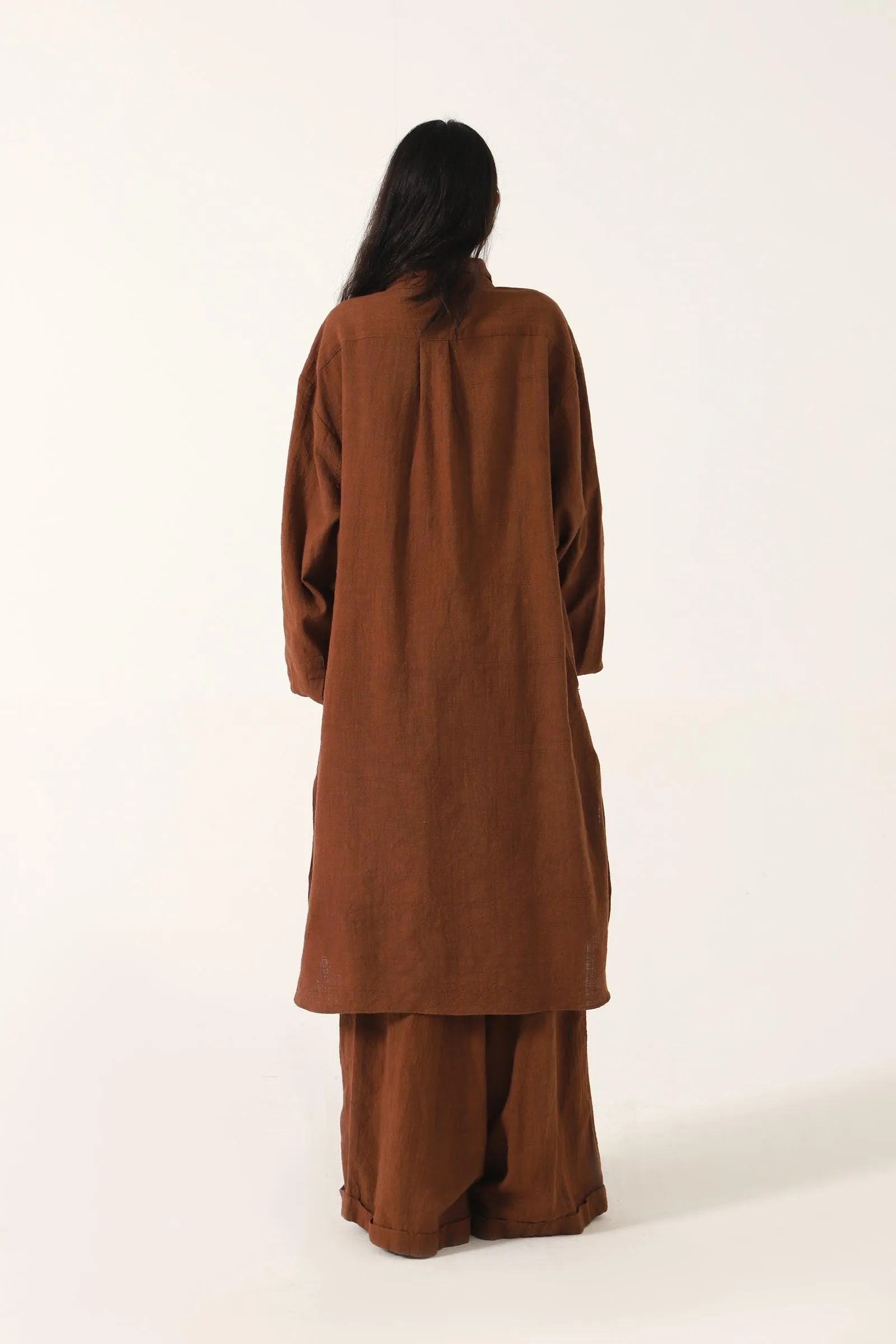 BROWN HANDWOVEN KAMEEZ (LONG SHIRT)