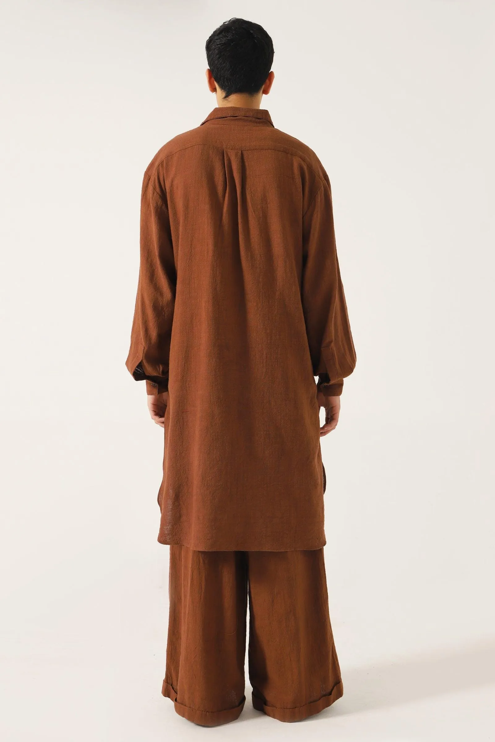 BROWN HANDWOVEN KAMEEZ (LONG SHIRT)