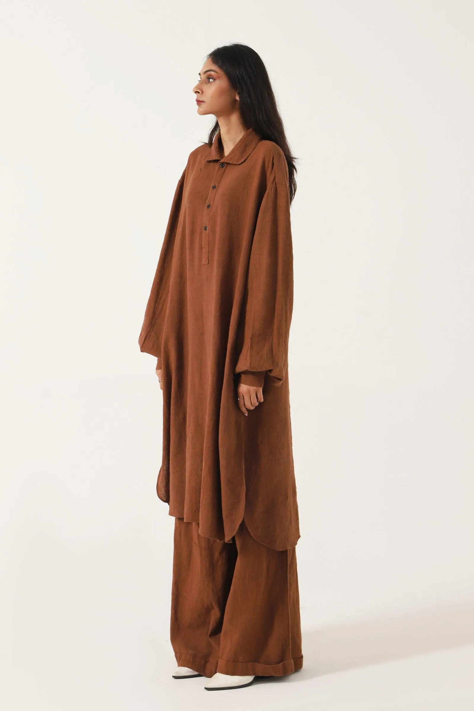 BROWN HANDWOVEN KAMEEZ (LONG SHIRT)