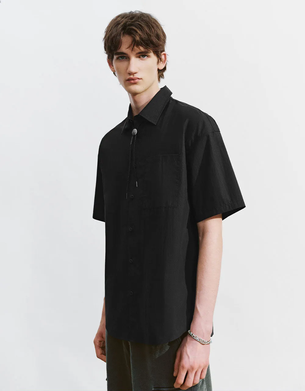 Button Up Straight Loose Shirt