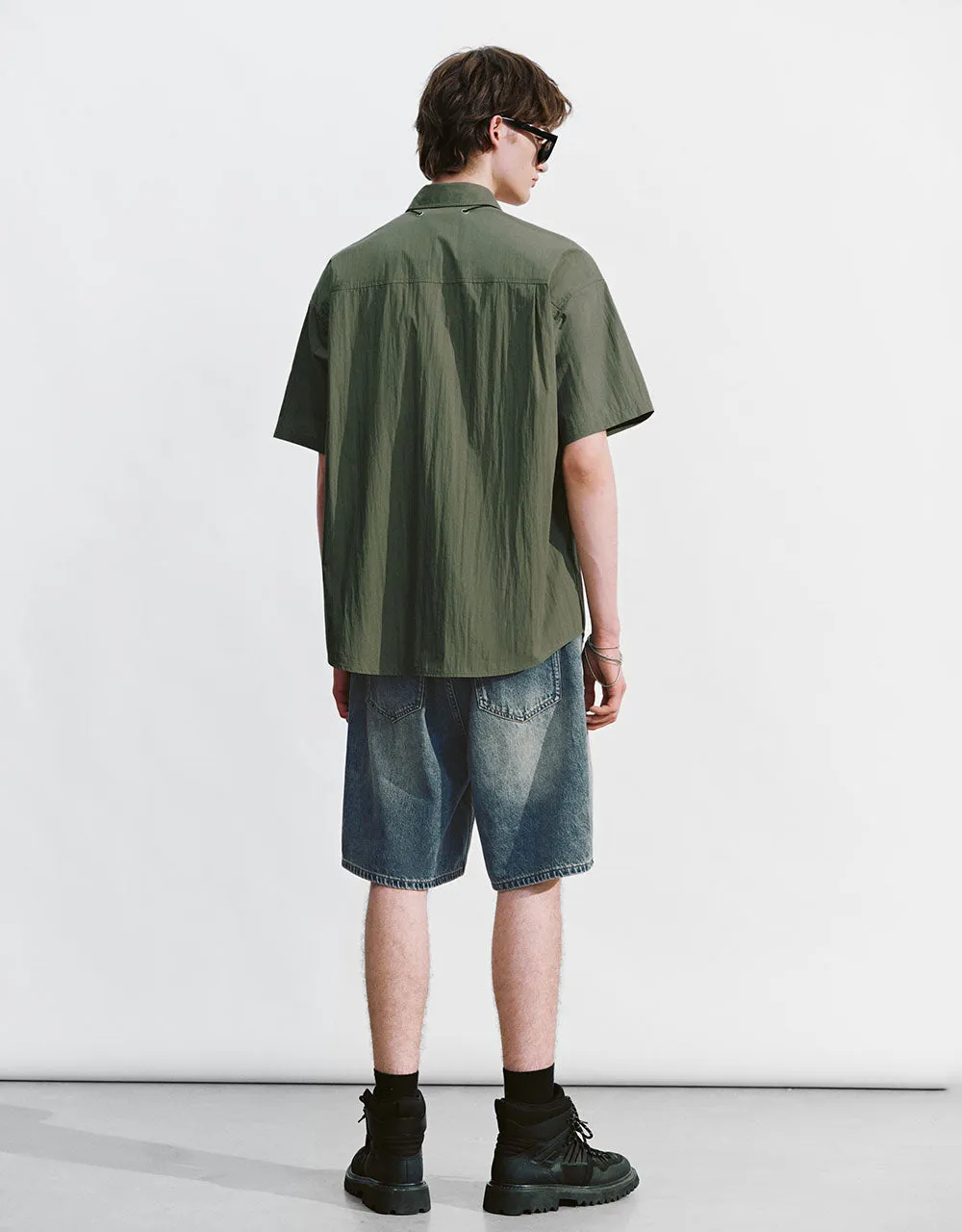 Button Up Straight Loose Shirt