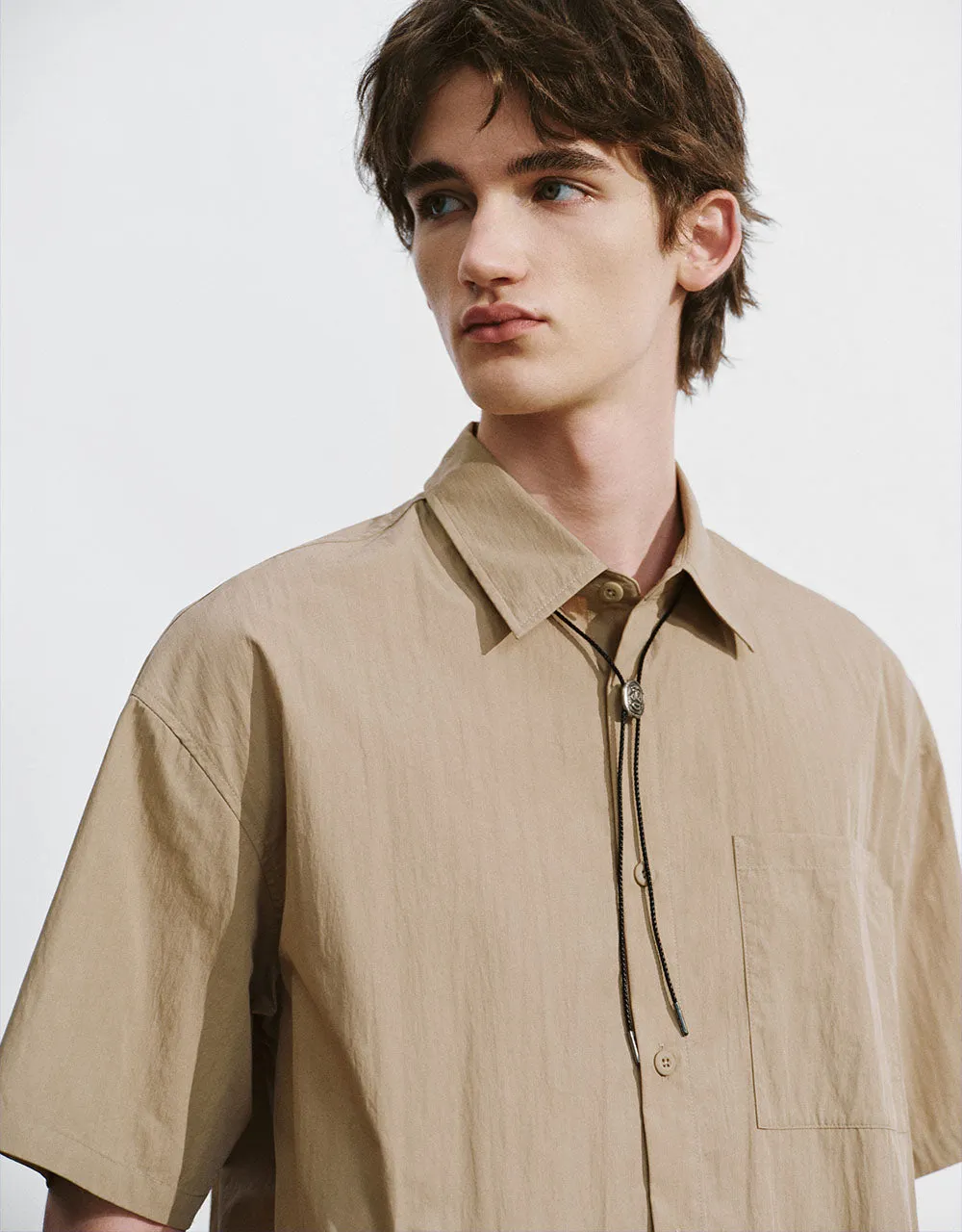 Button Up Straight Loose Shirt