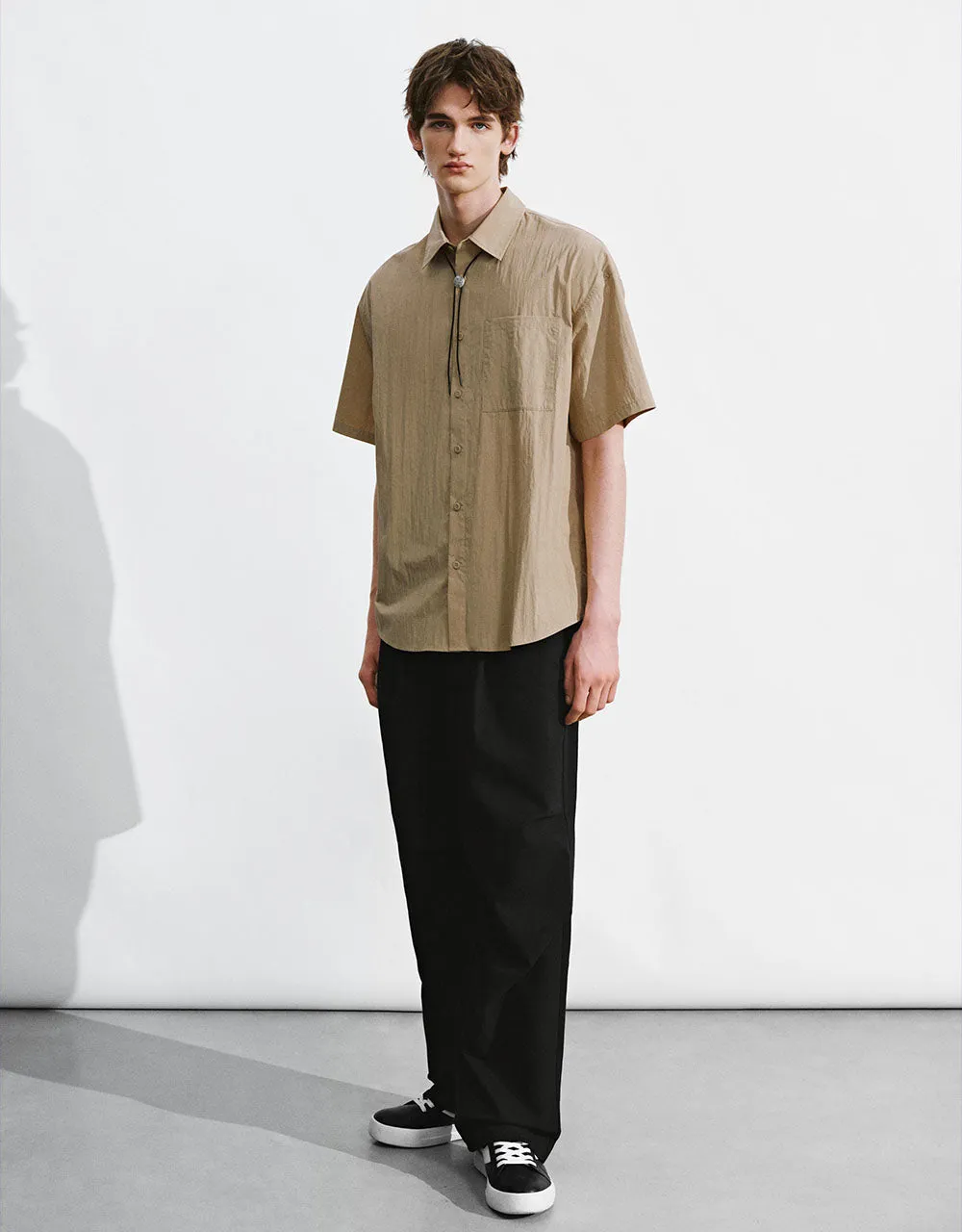 Button Up Straight Loose Shirt