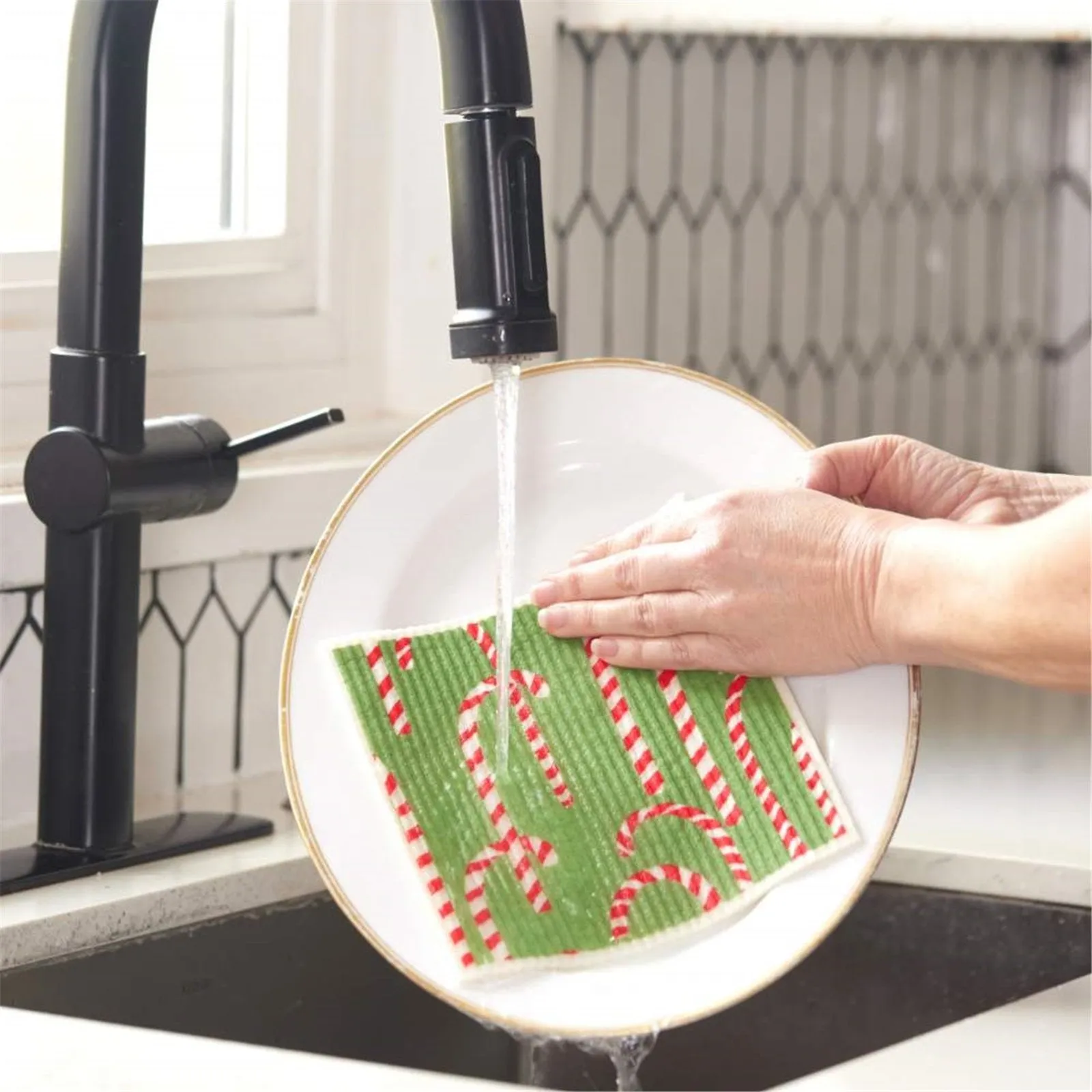 Candy Canes Eco-Friendly blu Sponge Cloth- Set of 2