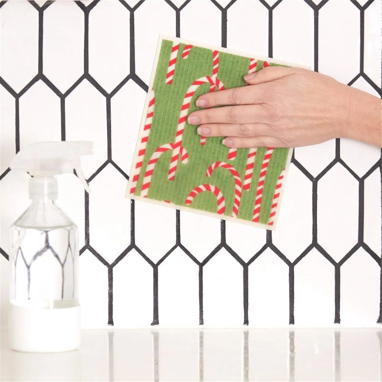 Candy Canes Eco-Friendly blu Sponge Cloth- Set of 2