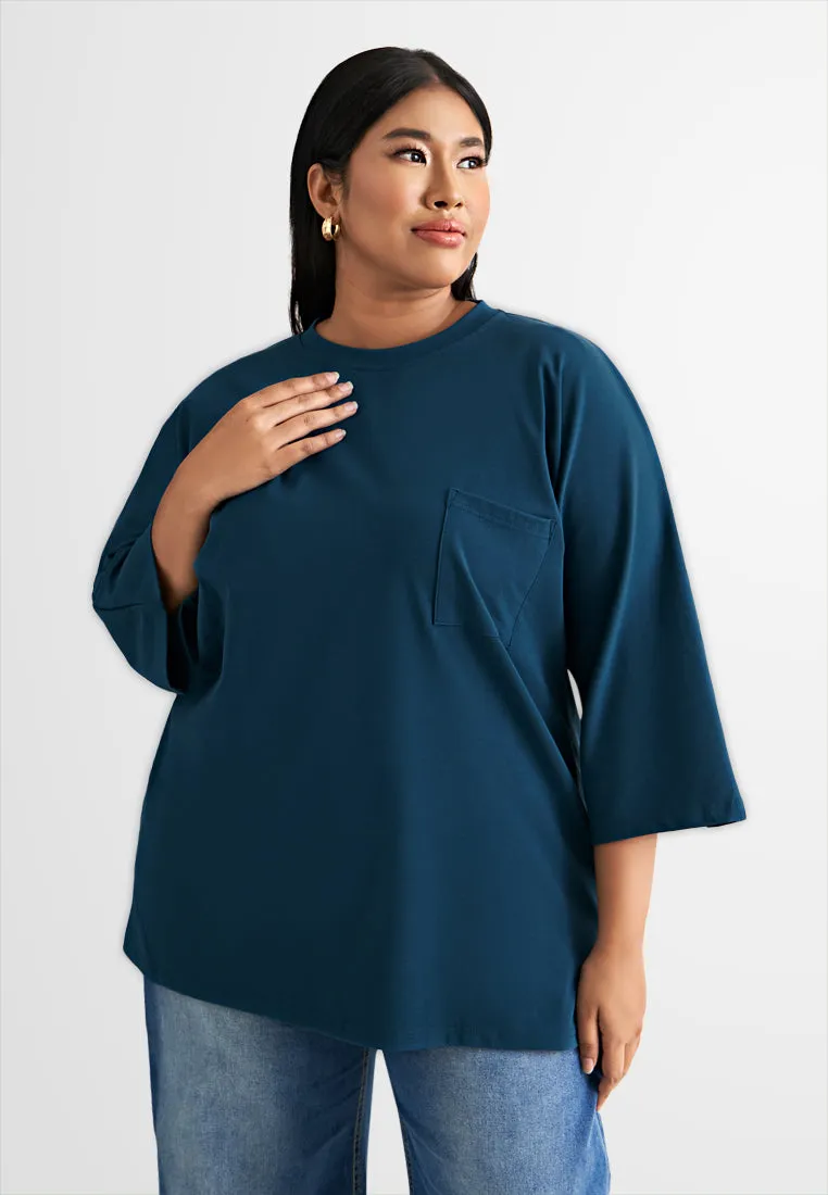 Cavina CLASSIC FINE 3/4 Sleeves Boxy Tee (204202)