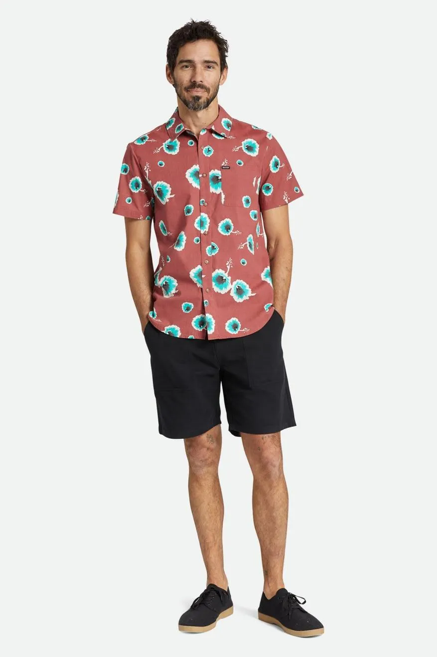 Charter Print S/S Woven Shirt - Dusty Cedar/Off White/Jade
