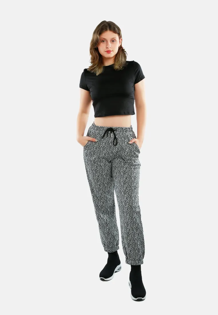 Chevron Patterned Jogger Pants