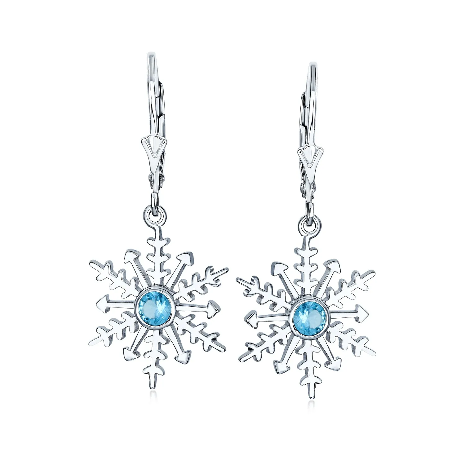 Christmas Snowflake Drop Leverback Earrings Pendant Necklace 925 Sterling Silver