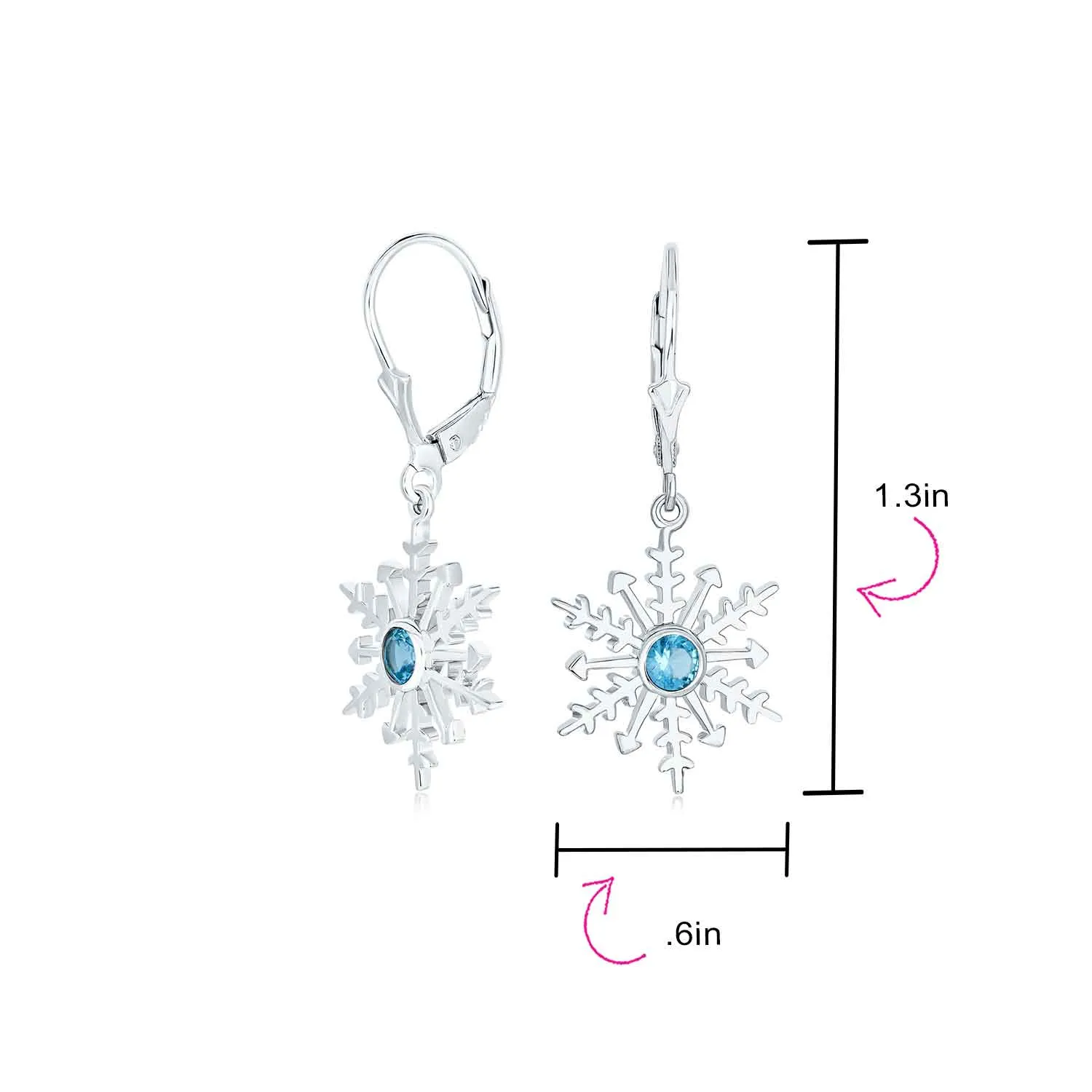 Christmas Snowflake Drop Leverback Earrings Pendant Necklace 925 Sterling Silver