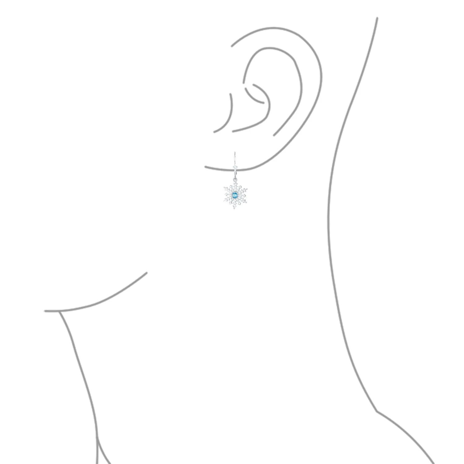 Christmas Snowflake Drop Leverback Earrings Pendant Necklace 925 Sterling Silver