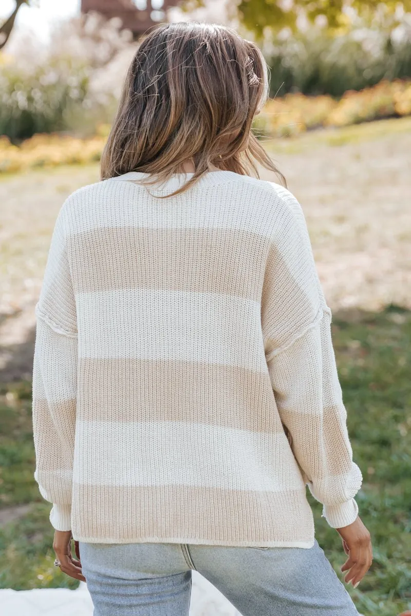 Cream Combo Striped Sweater