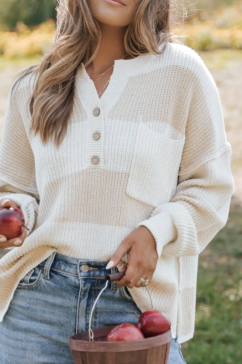 Cream Combo Striped Sweater