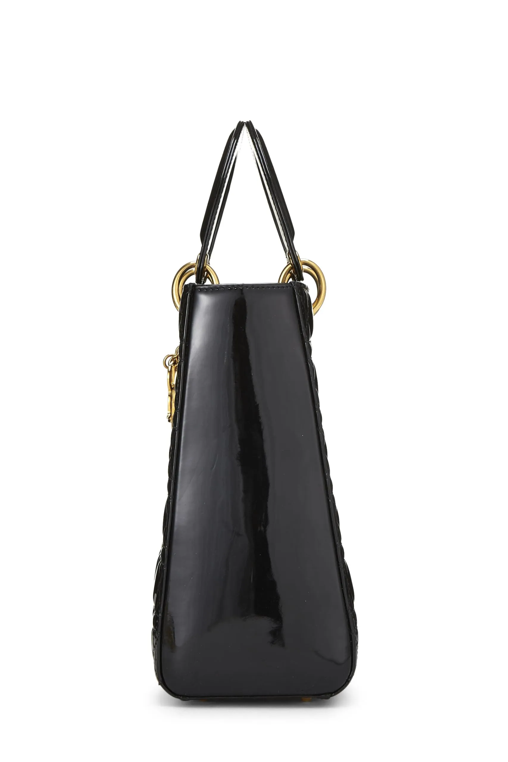 Dior,  Black Cannage Patent Leather Lady Dior Large, Black