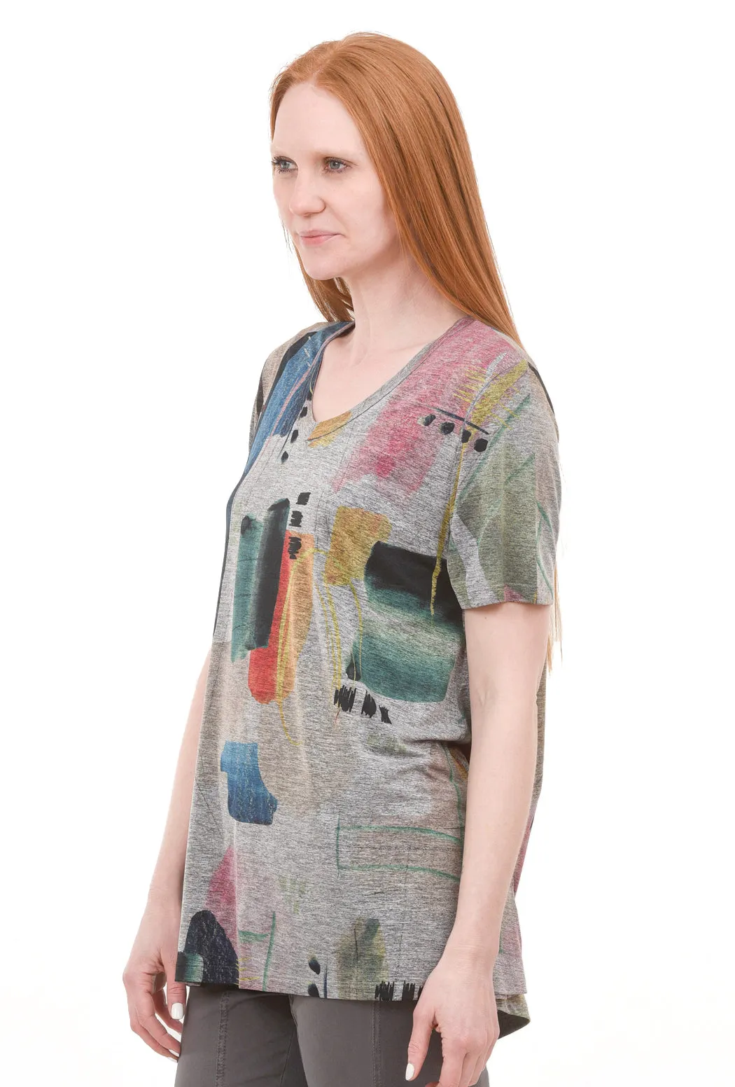 Dreaming Slinky Knit Tee, Gray