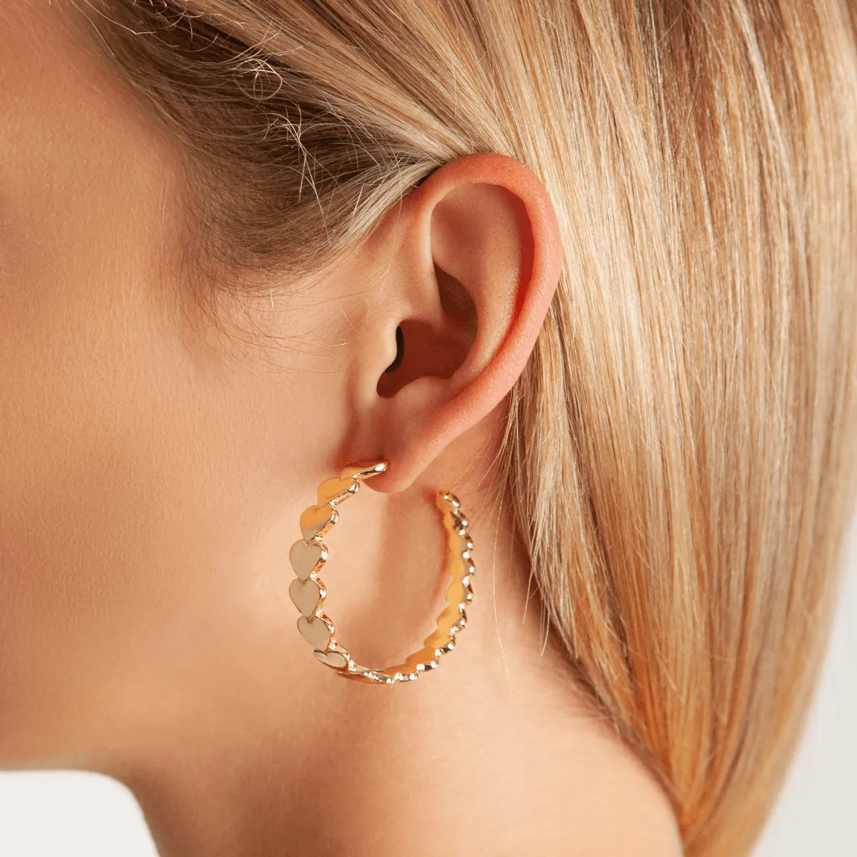 Eternal Hearts Hoop Earrings In Gold-Tone