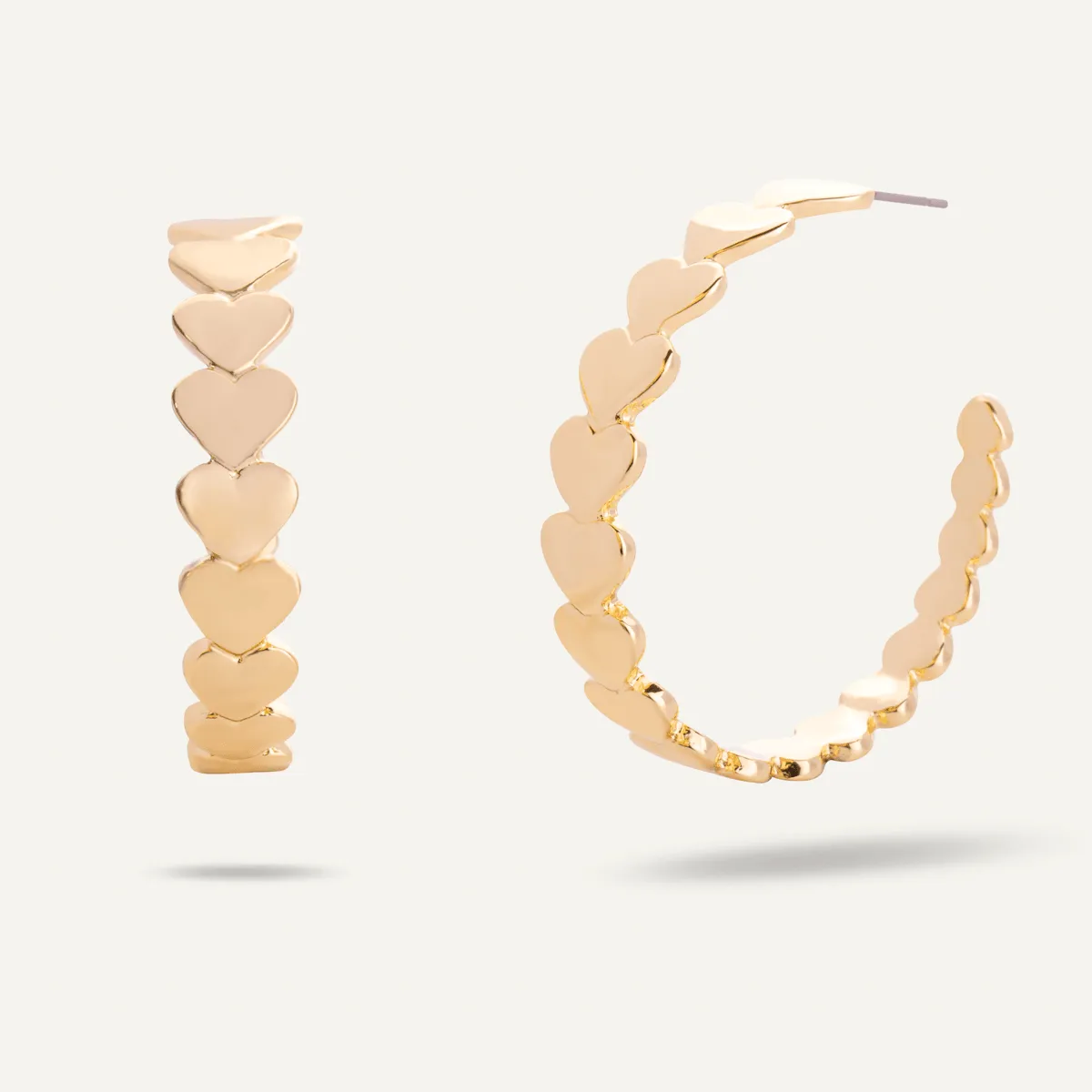Eternal Hearts Hoop Earrings In Gold-Tone