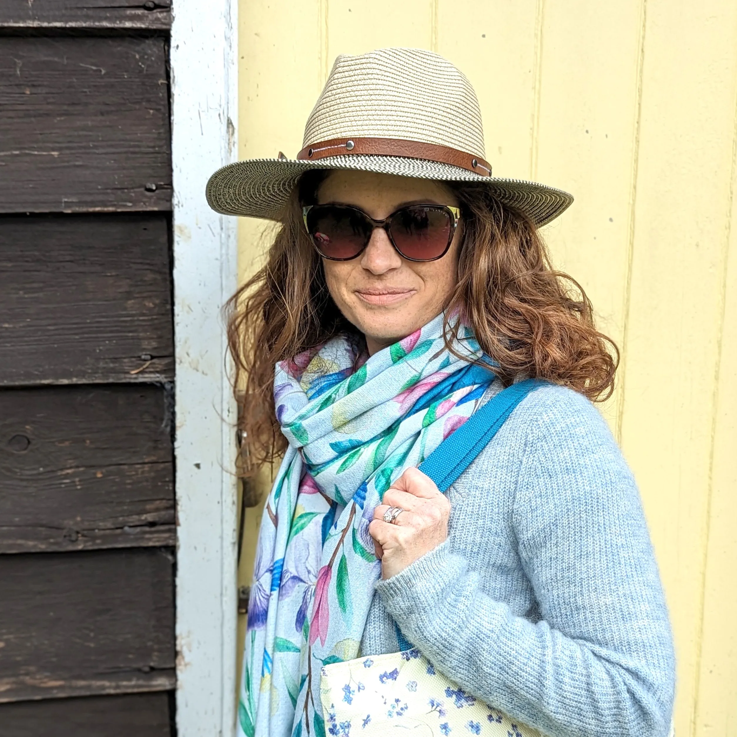 Folding Panama Style Travel Sun Hat - Mottled/Natural with Belt (59cm)