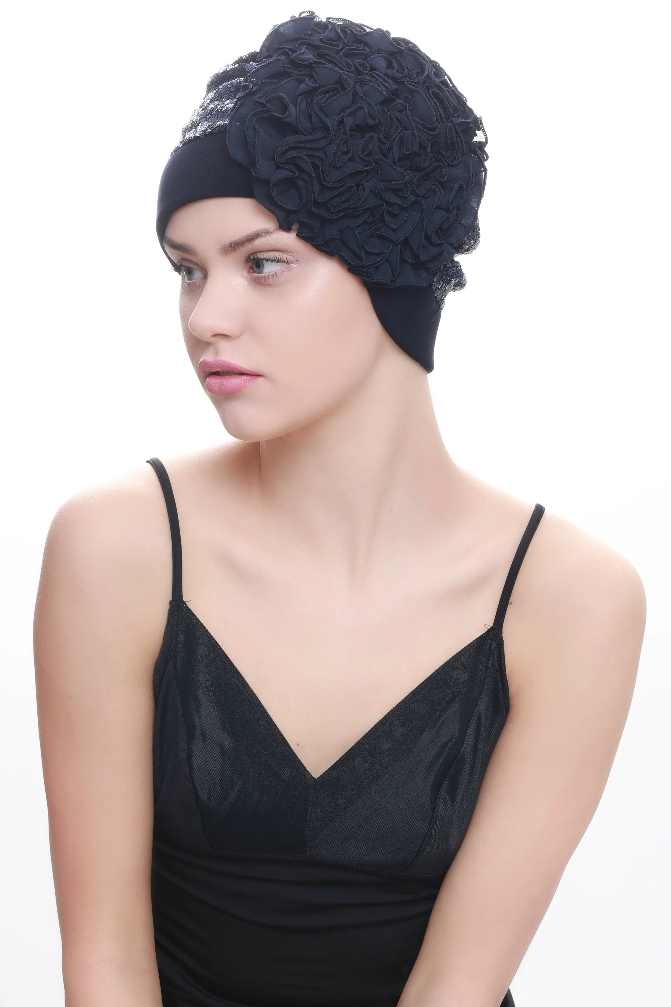 Lace Headwear with Ruffle Flower