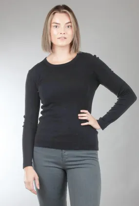 L/S Kitty Crew Tee, Black