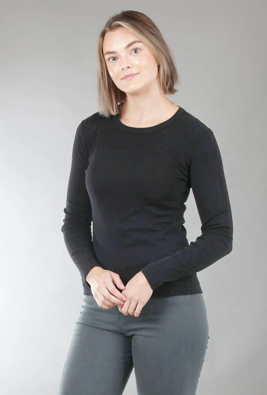 L/S Kitty Crew Tee, Black