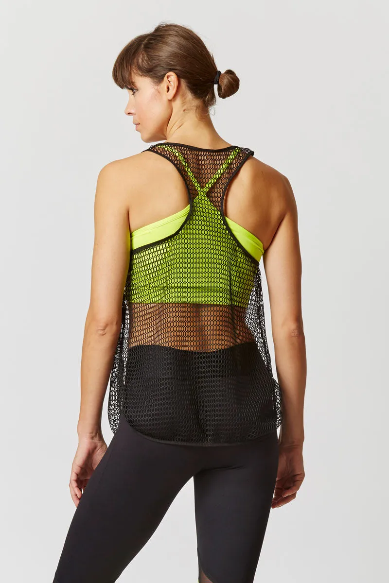 Open Mesh Tunic with Belt Black