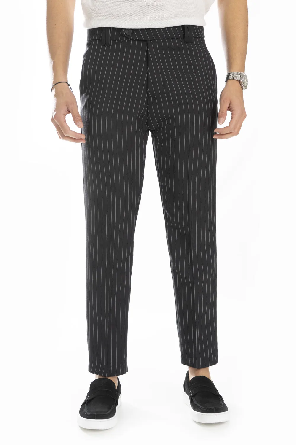 Pantalone Uomo Bottone Laterale Gessato Art. Pt187