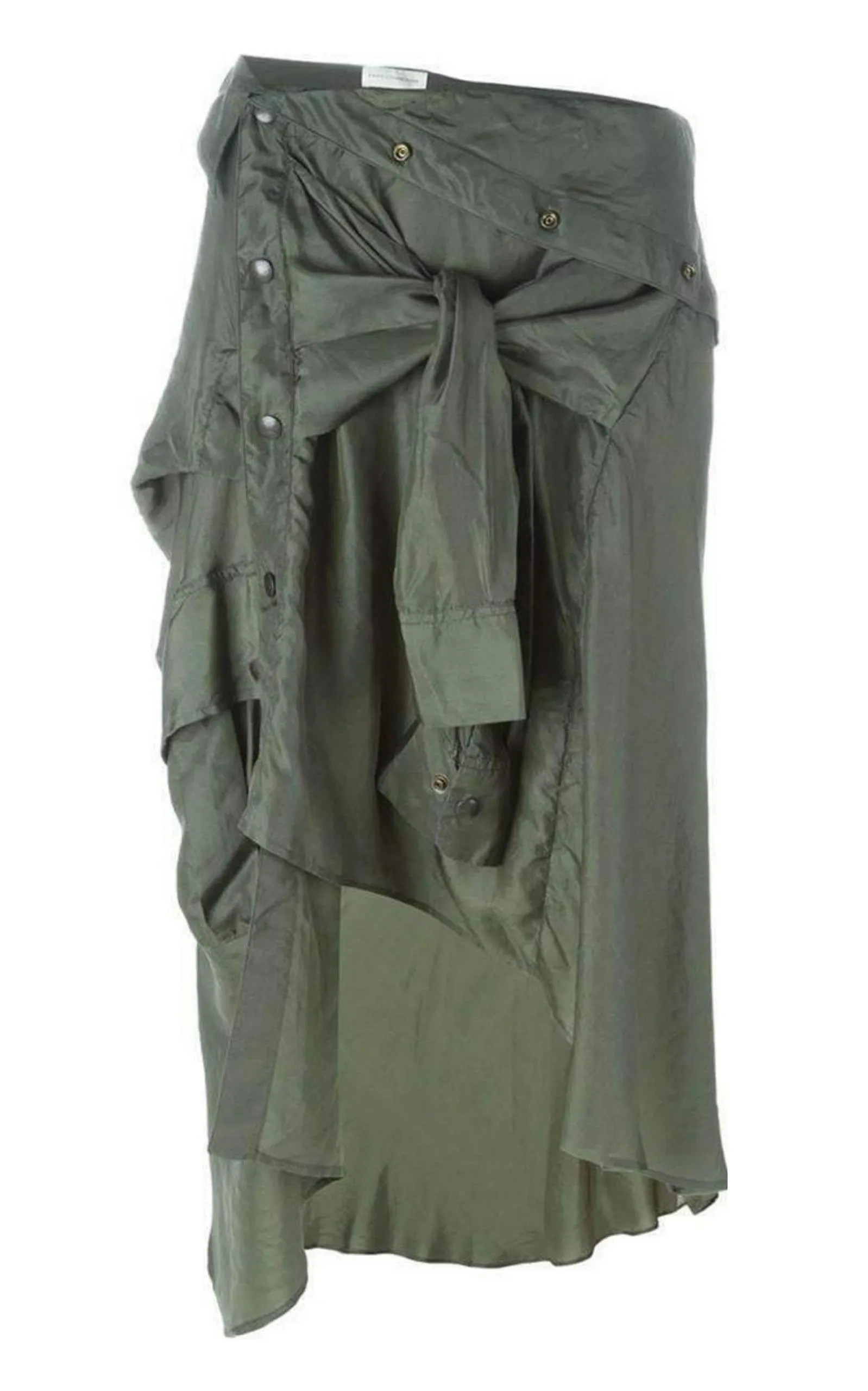 Shirt Style Asymmetric Silk Skirt