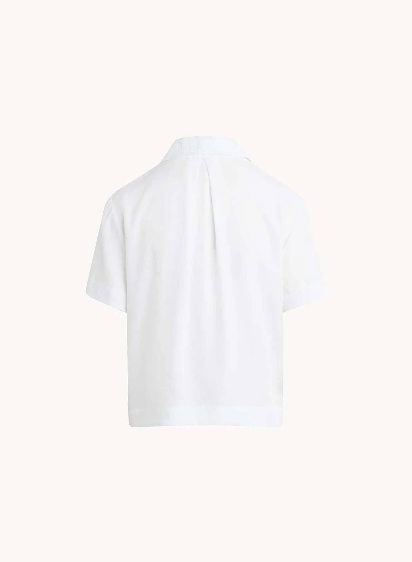 Short Sleeve Flowy Button Down - White