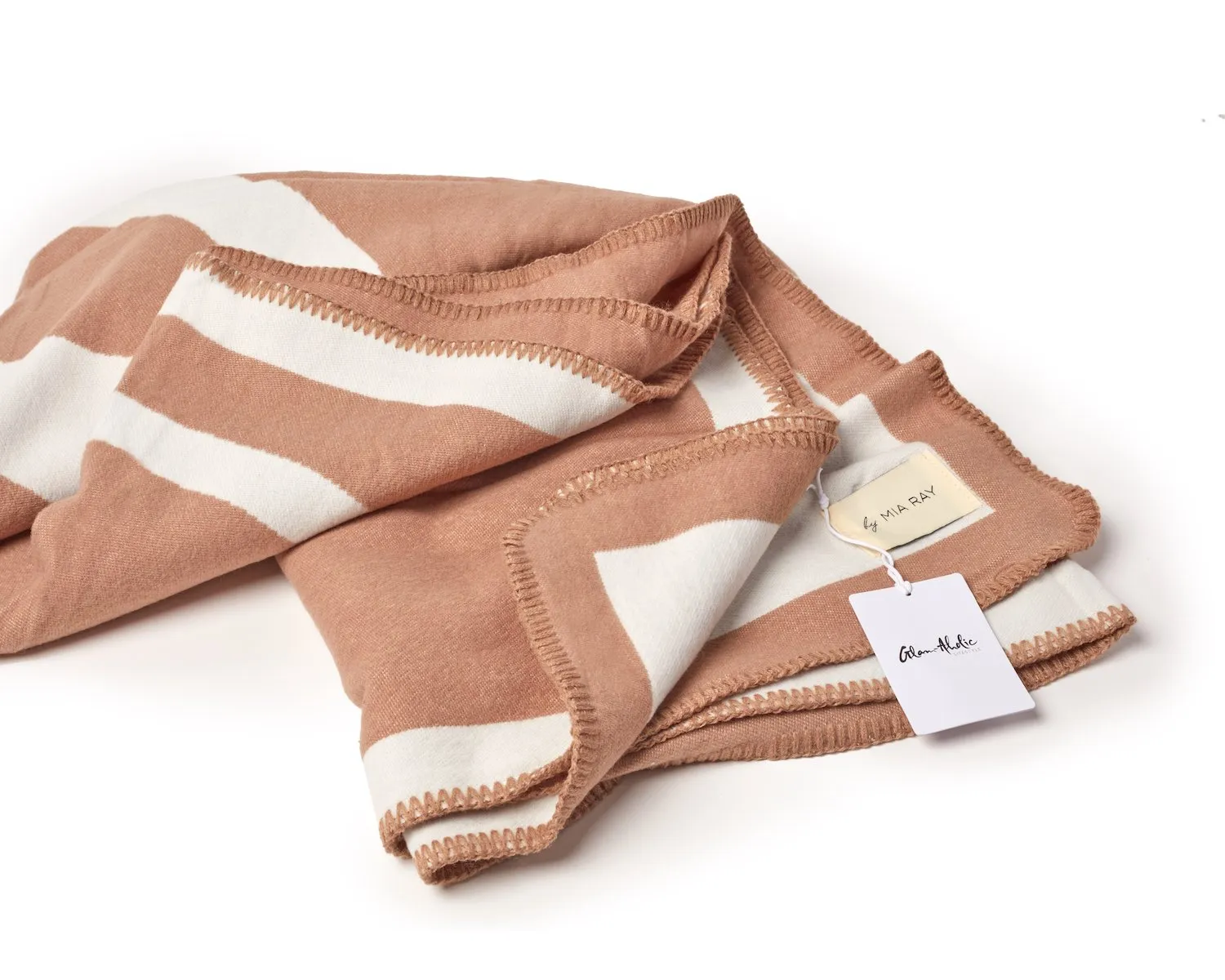 SIGNATURE LOGO THROW BLANKET NUDE/WHITE