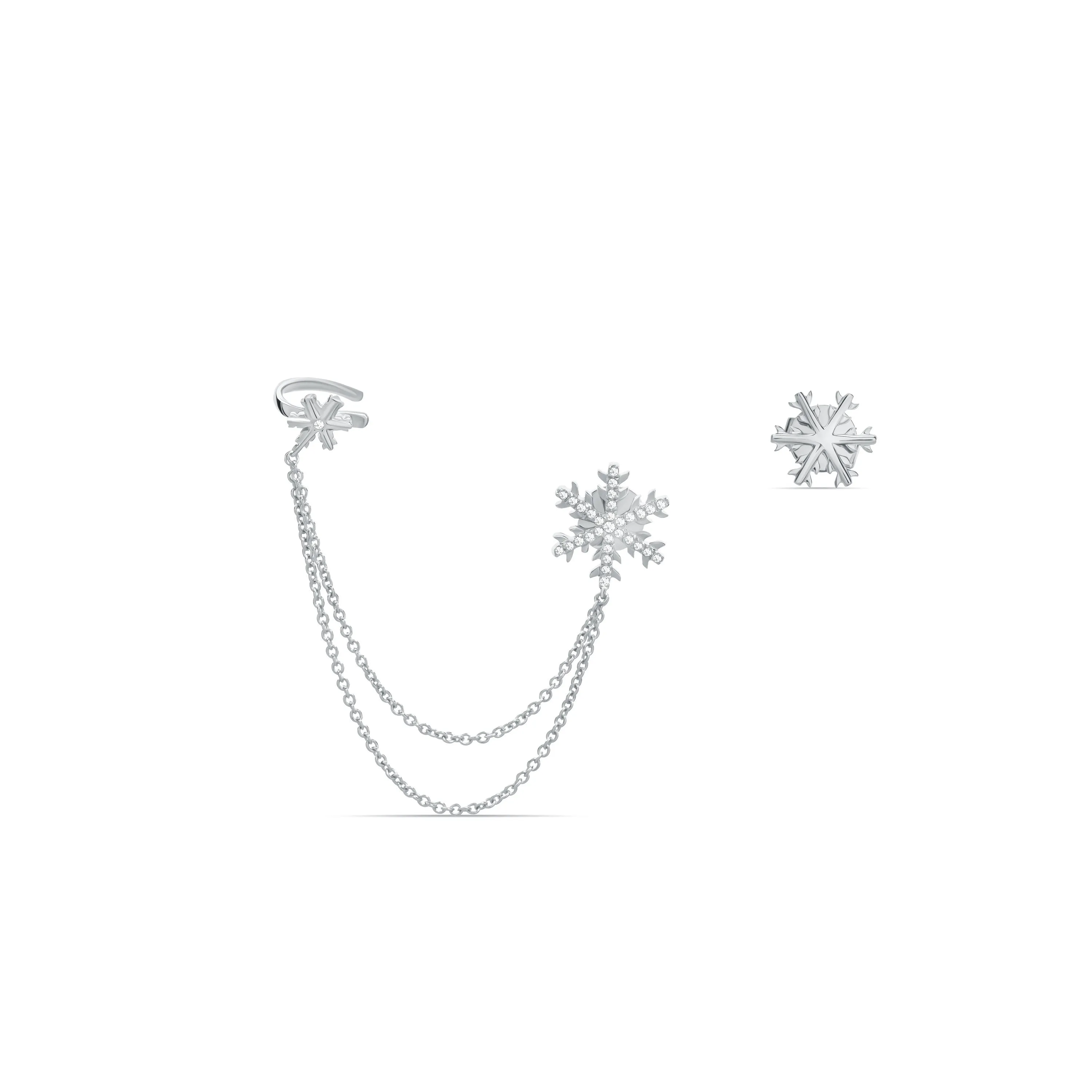 SNOWFLAKES DIAMOND CUFF EARRINGS