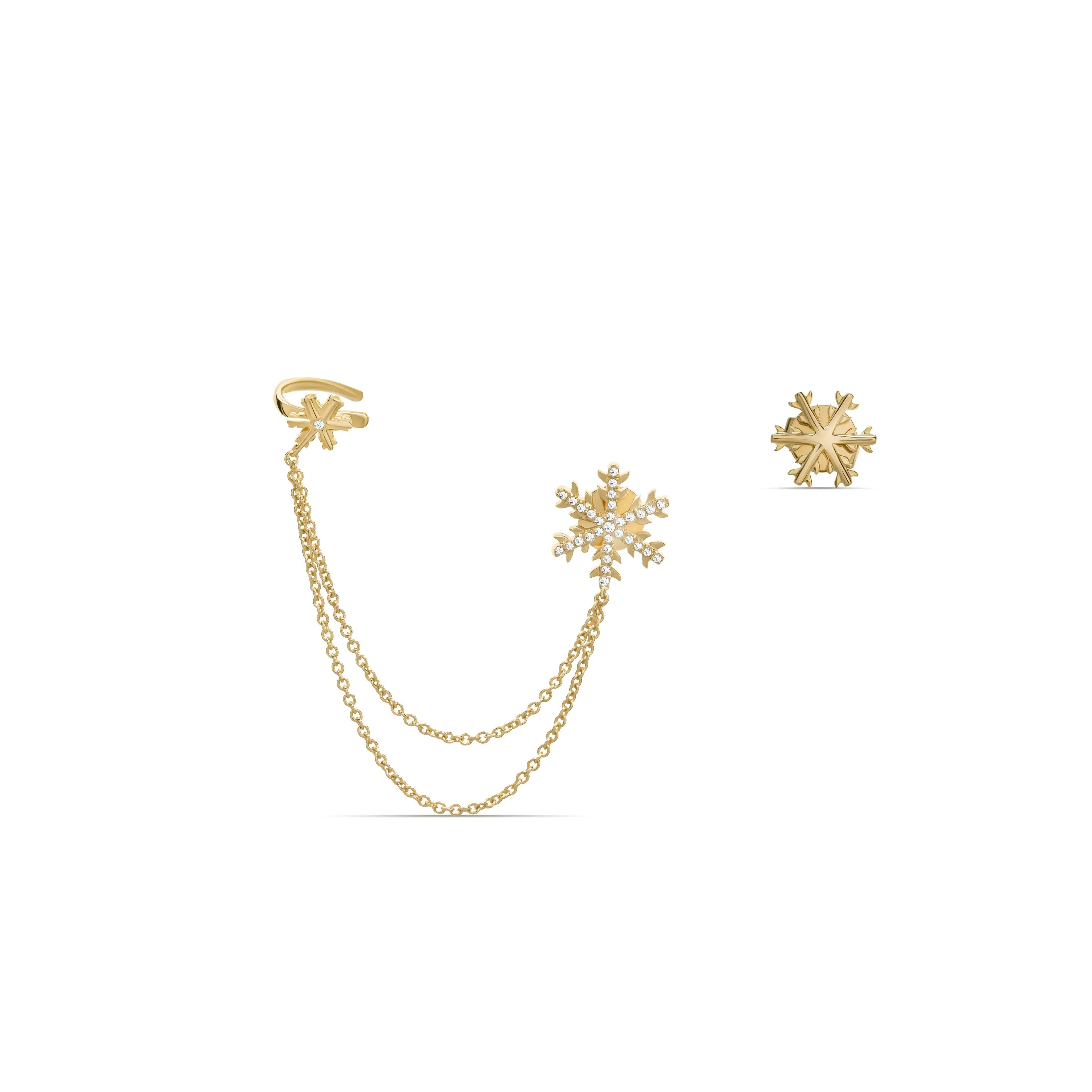SNOWFLAKES DIAMOND CUFF EARRINGS