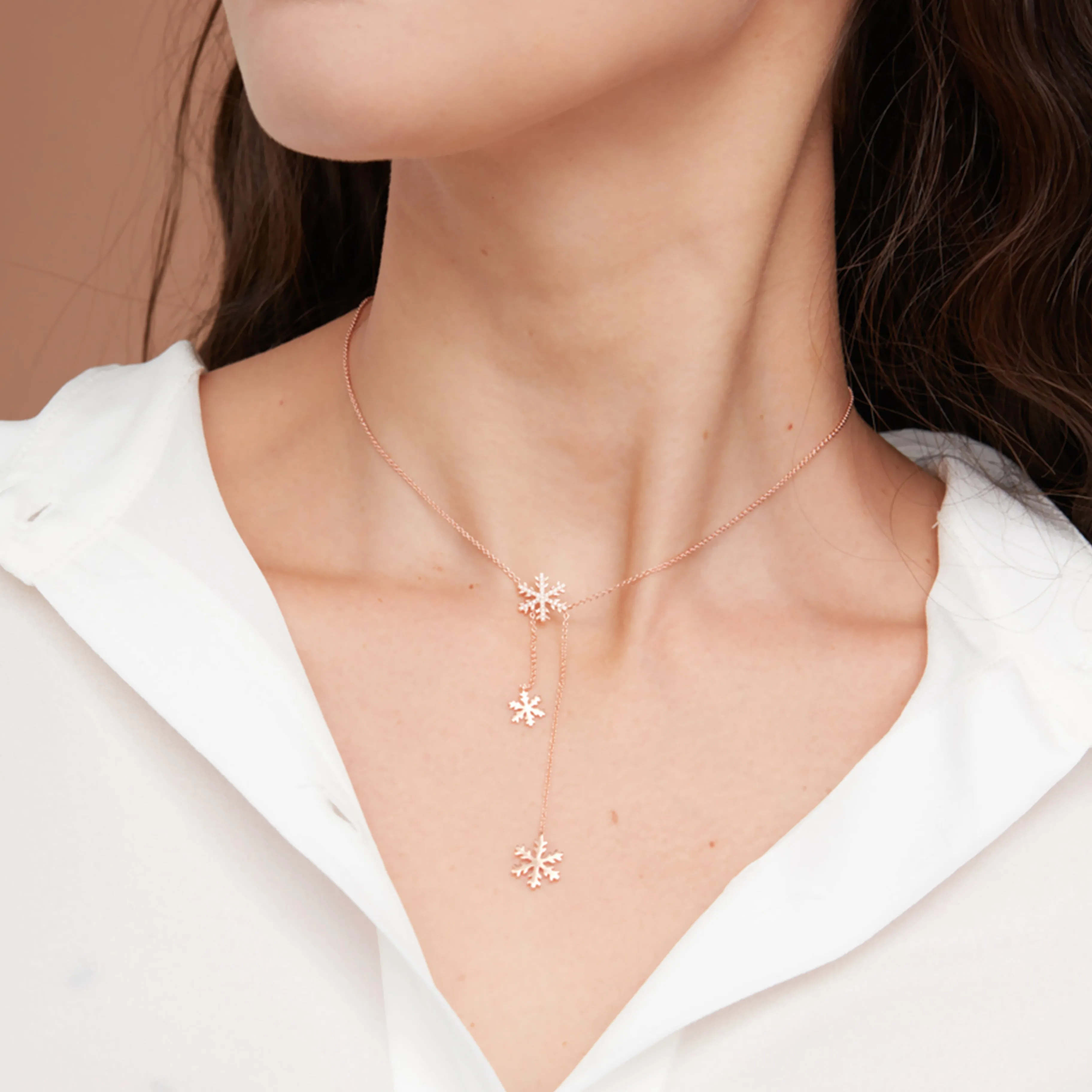 SNOWFLAKES LONG DIAMOND NECKLACE/ CHOKER