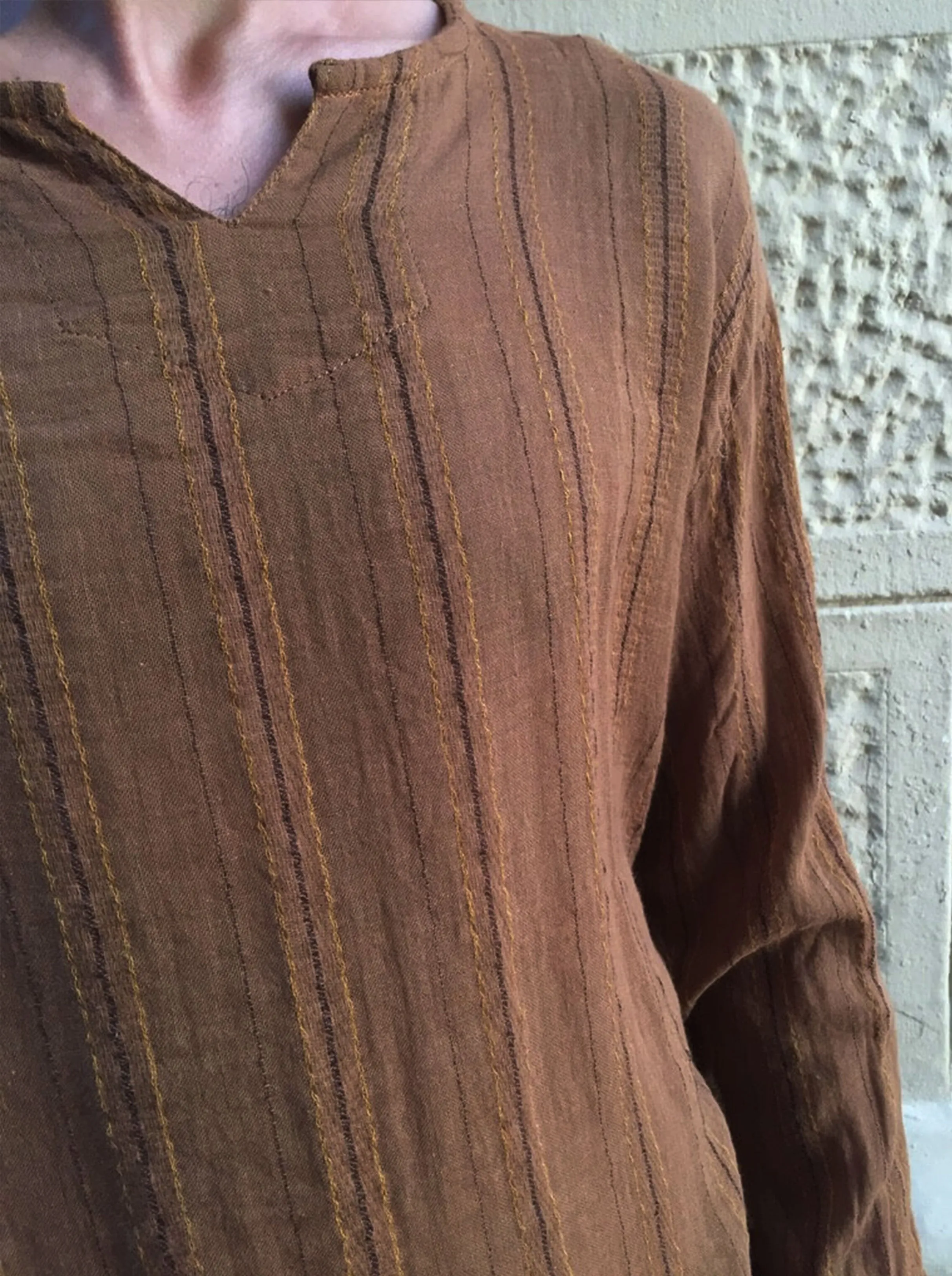 Striped Short Walnut Kurta