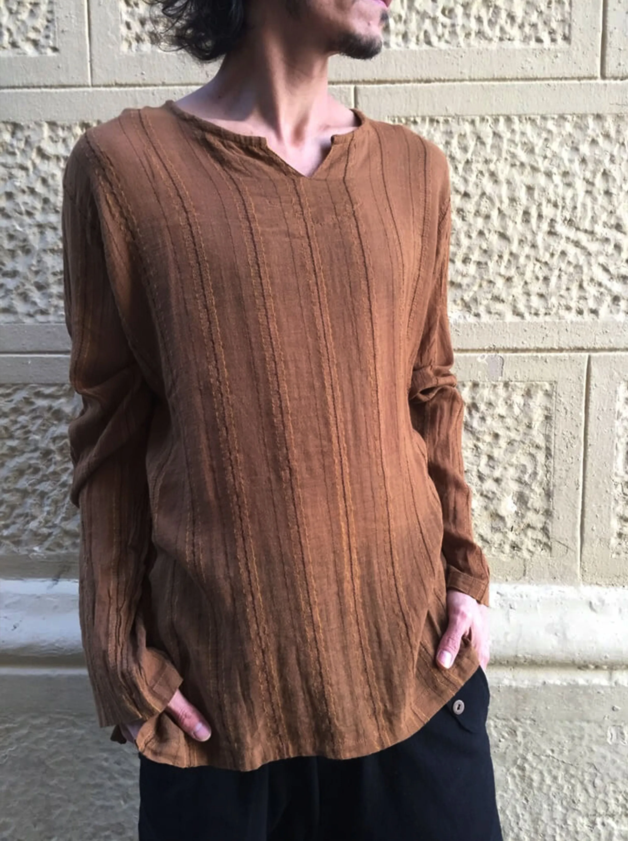 Striped Short Walnut Kurta