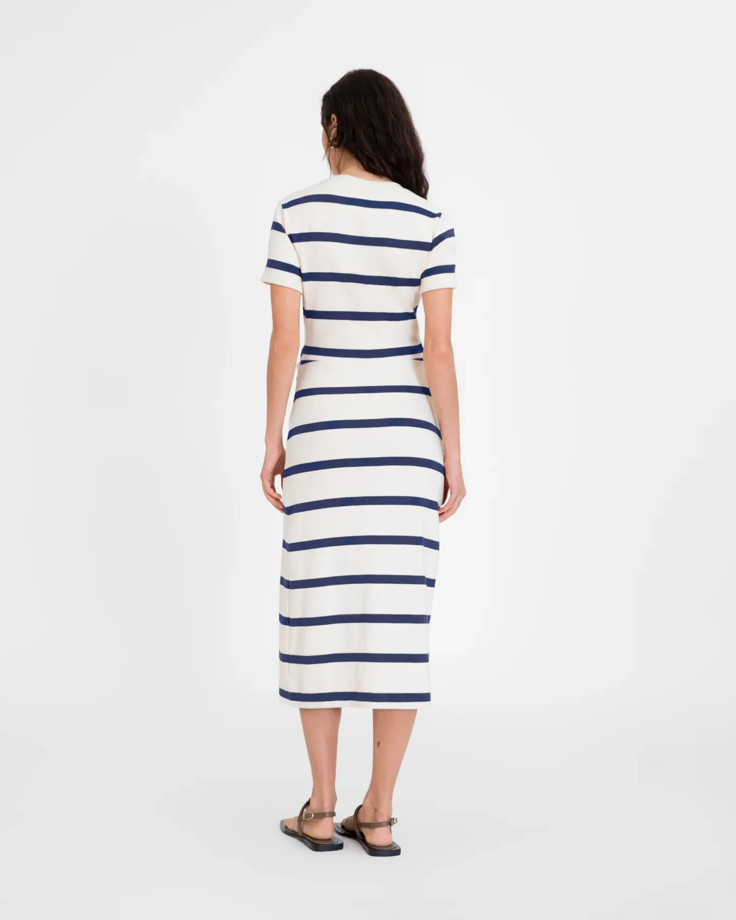 TANYA TAYLOR SHORT SLEEVE STRIPED CODY DRESS