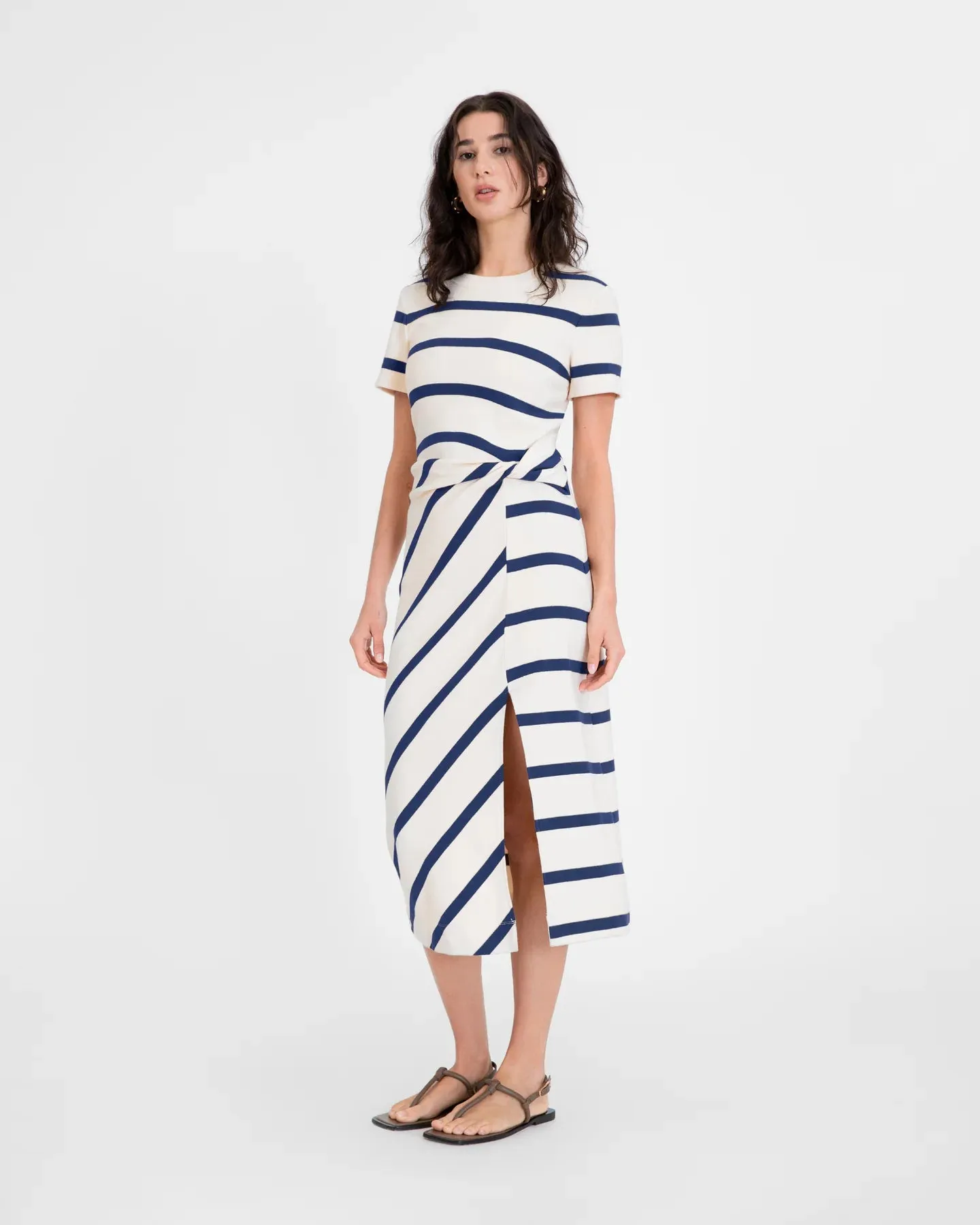 TANYA TAYLOR SHORT SLEEVE STRIPED CODY DRESS